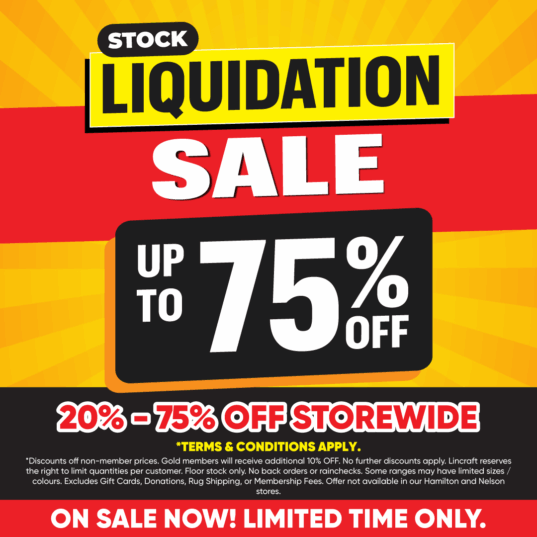 Lincraft Stock Liquidation Sale on now!